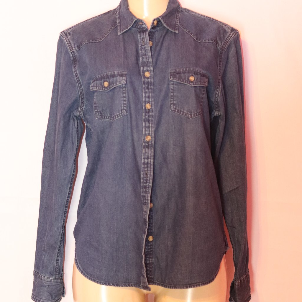 American Eagle Long Sleeve Button Down Denim Shirt Size Lg